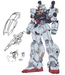  absurdres beam_cannon clenched_hands commentary energy_gun gundam gundam_mk_ii highres mecha mecha_focus mobile_suit no_humans oakaki000 robot science_fiction shield standing v-fin weapon zeta_gundam 