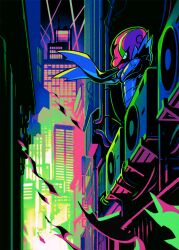  accelgor air_conditioner building city crossed_arms game_asset green_outline industrial_pipe limited_palette nc_empire_(circle) no_humans official_art outline pokemon pokemon_(creature) pokemon_focus pokemon_tcg pokemon_tcg_pocket skyscraper solo third-party_source 
