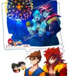  black_hair blue_eyes blue_sash blue_wristband closed_mouth dougi dragon_ball dragon_ball_heroes dragon_ball_super earrings gloves gogeta gogeta_(xeno) jewelry long_hair male_focus metamoran_vest monkey_boy monkey_tail multiple_boys muscular muscular_male ommmyoh open_mouth pants potara_earrings red_fur saiyan sash spiky_hair super_full_power_saiyan_4_limit_breaker super_saiyan super_saiyan_4 super_saiyan_blue tail time_patrol_(dragon_ball) twitter_username vegetto vegetto_(xeno) 