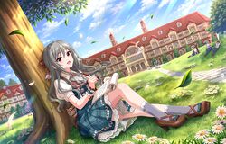 blush dress grey_hair idolmaster_cinderella_girls_starlight_stage kanzaki_ranko long_hair red_eyes smile