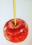  candy_apple colored_pencil_(medium) food food_focus manmosu-0607 no_humans original realistic simple_background still_life traditional_media white_background 