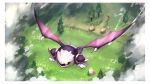  absurdres armor bat_wings clouds fence flying gloves grizzo highres kirby_(series) looking_up male_focus mask meta_knight no_humans pauldrons shiburingaru shoulder_armor solid_oval_eyes tree waddle_dee wings yellow_eyes 