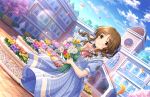 blush brown_eyes brown_hair dress idolmaster_cinderella_girls_starlight_stage long_hair smile takamori_aiko