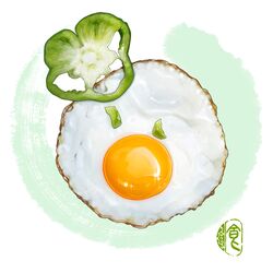  egg_(food) food food_focus fried_egg lokyohayo no_humans original sparkle still_life 