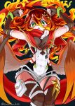  biceps flame_harpy_scintilla guardian_tales harpy looking_at_viewer monster_girl open_mouth redhead suikabo 