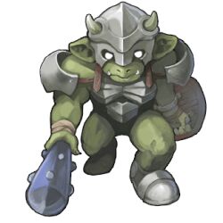  armor armored_boots bad_link boots breastplate club_(weapon) colored_skin commentary creature fake_horns fangs glowing glowing_eyes green_skin helmet holding holding_weapon horned_helmet horns lowres mack_(cyocorune) monster muscular muscular_male orc original pauldrons pointy_ears round_shield shield shoulder_armor spiked_club transparent_background tusks walking weapon white_eyes 