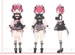 1girl animal_ears cat_ears full_body heart light_skinned_female maid maid_headdress multiple_views nekomimi nekomiya_yumi official_art pink_hair reference_sheet second-party_source spanish_commentary twintails virtual_youtuber wactor_production