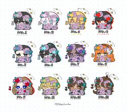  6+boys 6+girls absurdres alriune aqua_eyes black_hair blonde_hair brown_hair commentary_request dark-skinned_female dark-skinned_male dark_skin dizzy don_quixote_(project_moon) faust_(project_moon) flower green_eyes gregor_(project_moon) heathcliff_(project_moon) heterochromia highres hong_lu_(project_moon) ishmael_(project_moon) limbus_company long_hair meursault_(project_moon) multiple_boys multiple_girls orange_eyes orange_hair outis_(project_moon) project_moon purple_flower rodion_(project_moon) ryoshu_(project_moon) short_hair sinclair_(project_moon) status_effect tokeyukumikan very_long_hair violet_eyes white_hair yellow_eyes yi_sang_(project_moon) 
