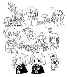  >:( >_< ... 6+girls :d :t ? ^^^ animalization anyoji_hime bag bloom_garden_party_jacket blunt_bangs blunt_ends bob_cut cat ceras_yanagida_lilienfeld commentary flaming_hand flower flower_knot flying_sweatdrops frown greyscale hair_flower hair_ornament hasu_no_sora_school_uniform hinoshita_futaba hinoshita_kaho hinoshita_kaho_(winter_casual) hinoshita_minori jitome kachimachi_kosuzu kachimachi_kosuzu_(winter_casual) katsuragi_izumi katsuragi_izumi_(winter_casual) kiruzzy long_hair long_sleeves love_live! love_live!_hasu_no_sora_jogakuin_school_idol_club momose_ginko monochrome mouth_hold multiple_girls multiple_views murano_sayaka murano_sayaka_(winter_casual) neckerchief offering_hand pout rabbit romaji_text sailor_collar school_uniform serafuku shared_speech_bubble shopping_bag short_hair shout_lines simple_background smile sparkle speech_bubble spoken_ellipsis spoken_question_mark sweatdrop swept_bangs triangle_hair_ornament two_side_up v-shaped_eyebrows virtual_youtuber white_background winter_uniform xd 