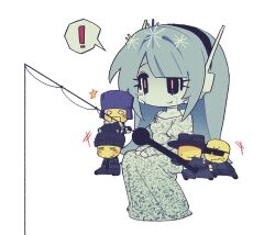  ! 1girl 4boys air_zizon black_hat blue_hair blush colored_skin dress eunoia_(frozen_soul) fedora fishing frozen_soul hat long_hair mafioso_(frozen_soul) multiple_boys open_mouth roblox sidelocks simple_background spoken_exclamation_mark very_long_hair white_background white_dress yellow_skin 