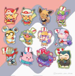  ! :< ;) =_= ? aqua_shirt backpack bag baseball_cap belt black-framed_eyewear black_belt black_belt_(pokemon) black_belt_(pokemon)_(cosplay) black_eyes black_shirt black_shoes blue_bow blue_oak blue_oak_(cosplay) blue_outline blue_shirt blue_skirt blush bow bowtie bright_pupils brown_hat brown_jacket brown_pants buck_teeth bug_cage bug_catcher_(pokemon) bug_catcher_(pokemon)_(cosplay) butterfly_net camper_(pokemon) camper_(pokemon)_(cosplay) camper_(pokemon_frlg) cane clefairy closed_eyes closed_mouth clothed_pokemon collared_shirt commentary cosplay dougi eevee fangs fanny_pack fisher_(pokemon) fisher_(pokemon)_(cosplay) fishing_rod full_body gas gentleman_(pokemon) gentleman_(pokemon)_(cosplay) glasses green_hat green_outline green_shirt green_shoes green_shorts hand_net handbag hat headband highres holding holding_butterfly_net holding_cane holding_fishing_rod holding_poke_ball holding_unworn_clothes holding_unworn_hat hood hood_down horns instagram_username jacket kabuto_(pokemon) lass_(pokemon) lass_(pokemon)_(cosplay) lass_(pokemon_frlg) leaf leaf_(pokemon) leaf_(pokemon)_(cosplay) looking_back machop multiple_heads necktie nidoran nidoran_(male) nostrils notice_lines omanyte one_eye_closed open_mouth outline pants pikachu poke_ball poke_ball_(basic) pokemon pokemon_firered_and_leafgreen psyduck red_(pokemon) red_(pokemon)_(cosplay) red_eyes red_hat red_headband red_jacket red_necktie red_outline red_skirt shellder shirt shoes shorts single_horn sitting skirt sleeveless sleeveless_shirt slowpoke smile snorlax speech_bubble split_mouth spoken_character spoken_exclamation_mark spoken_question_mark spoken_zzz standing super_nerd_(pokemon) super_nerd_(pokemon)_(cosplay) team_rocket team_rocket_grunt teeth unworn_hat unworn_headwear vs_seeker weedle weezing white_pupils white_shirt wide_brim yellow_bag yellow_bow yellow_bowtie yellow_outline yellow_shorts youngster_(pokemon) youngster_(pokemon)_(cosplay) yu_quan0709 zzz 