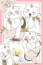  2others absurdres anoko_(chiikawa) chibikemo chiikawa claws commentary_request creature crushed dekatsuyo_(chiikawa) furry highres horns korean_commentary korean_text multiple_others murder salted_slug12 single_horn translation_request 