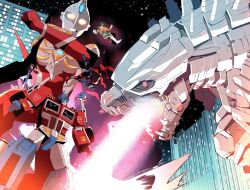  6+boys alien arm_cannon armor autobot battle blue_eyes bodysuit boots breath_weapon build_driver building clenched_teeth color_timer commentary crossover dragon_ranger english_commentary eye_trail george_kambadais giant gloves glowing glowing_eyes godzilla_(series) godzilla_vs._kong heterochromia highres humanoid_robot insignia kamen_rider kamen_rider_build kamen_rider_build_(rabbittank_form) kamen_rider_build_(series) king_kong_(series) knee_boots kyouryuu_sentai_zyuranger light_trail mecha mechagodzilla mechagodzilla_(monsterverse) mega_man_(series) mega_man_battle_network_(series) megaman.exe mighty_morphin_green_ranger mighty_morphin_power_rangers monsterverse mouth_beam multiple_boys night non-humanoid_robot optimus_prime power_rangers red_eyes robot size_difference sonic_(series) sonic_the_hedgehog star_(sky) super_sentai teeth tokusatsu transformers ultra_series ultraman_max ultraman_max_(series) upside-down weapon white_gloves 