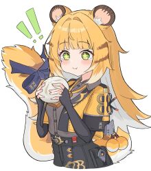 1girl animal_ears baozi eating ju_fufu long_hair siopao solo tiger_ears tiger_girl tiger_tail zenless_zone_zero