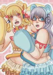  absurdres belly blush curvy fat fat_rolls glasses gloomy_bear grey_hair headphones highres long_hair looking_at_viewer nitroplus non-web_source plump super_pochaco super_taruco thick_arms thick_thighs thighs wide_hips 