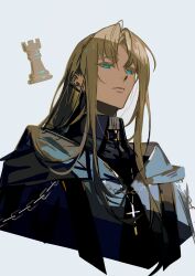  1boy absurdres blonde_hair blue_eyes bolu834818 cassock chess_piece chinese_commentary commentary_request cropped_torso degrees_of_lewdity highres jordan_(degrees_of_lewdity) jordan_(male)_(degrees_of_lewdity) long_hair long_sidelocks looking_at_viewer looking_down male_focus nostrils parted_bangs rook_(chess) sidelocks simple_background sketch solo upper_body white_background 