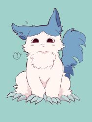  1other blue_background cat chibikemo chiikawa claws commentary_request full_body furry hachiware_(chiikawa) hachiware_(chimera)_(chiikawa) highres looking_at_viewer pipapo0219 simple_background sitting solo 