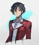  1boy ahoge black_hair dated eiyuu_densetsu jacket looking_at_viewer necktie portrait rean_schwarzer saymel679 school_uniform sen_no_kiseki short_hair smile solo thors_military_academy_school_uniform twitter_username uniform upper_body violet_eyes 