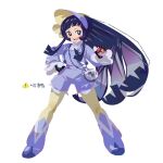  ! 1girl :d aged_up black_eyes black_gloves black_hair blunt_bangs blush boots bright_pupils eyelashes gloves hand_on_own_hip hashima_(hashima-dr) holding holding_poke_ball legs_apart long_hair long_sleeves looking_at_viewer open_mouth overalls pantyhose poke_ball poke_ball_(basic) pokemon pokemon_(game) pokemon_sv poppy_(pokemon) sidelocks simple_background smile solo standing teeth white_background yellow_pantyhose 
