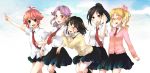  black_hair blonde_hair glasses kajiki_yumi kanbara_satomi multiple_girls necktie ominyan_(bitansan) purple_hair red_hair redhead saki school_uniform senoo_kaori short_hair smile touyoko_momoko tsuyama_mutsuki 