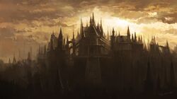  anor_londo artist_name building clouds dark_souls_(series) dark_souls_i day highres no_humans outdoors scenery stairs sun tripdancer 