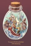  1boy 5girls aryll bird blonde_hair boat bottle brown_background castle copyright_name dark-skinned_female dark_skin english_text european_architecture gonzo_(wind_waker) green_tunic highres holding holding_sword holding_weapon in_bottle in_container korok link link&#039;s_grandma macmarenga16 makar medli multiple_girls niko_(wind_waker) one_eye_closed open_mouth seagull simple_background sword teeth tetra the_king_of_red_lions the_legend_of_zelda the_legend_of_zelda:_the_wind_waker tingle toon_link upper_teeth_only water watercraft weapon 