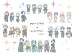  25-ji_nightcord_de._(project_sekai) 6+boys 6+girls absurdres akiyama_mizuki aoyagi_touya asahina_mafuyu azusawa_kohane black_dress blue_eyes blue_hair bow brown_hair chibi dress everyone flower hair_bow hanasato_minori hatsune_miku highres hinomori_shiho hinomori_shizuku holding holding_flower hoshino_ichika_(project_sekai) kagamine_len kagamine_rin kaito_(vocaloid) kamishiro_rui kiritani_haruka kusanagi_nene leo/need_(project_sekai) long_sleeves megurine_luka meiko_(vocaloid) mochizuki_honami momoi_airi more_more_jump!_(project_sekai) multiple_boys multiple_girls ootori_emu orange_bow pink_hair project_sekai rose sa-fu_(sfmk39) shinonome_akito shinonome_ena shiraishi_an short_hair short_sleeves side_ponytail simple_background sparkle tenma_saki tenma_tsukasa twintails twitter_username vivid_bad_squad_(project_sekai) vocaloid white_background white_dress wonderlands_x_showtime_(project_sekai) yoisaki_kanade zozotown 