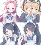  &lt;key&gt;_(blue_archive) 5girls absurdres animal_ear_headphones animal_ears aqua_bow aqua_bowtie aqua_ribbon aris_(blue_archive) aris_(maid)_(blue_archive) blue_archive blush bow bowtie fake_animal_ears finger_heart game_development_department_(blue_archive) halo headphones heart heart_hands heart_hands_duo highres looking_at_viewer maid maid_headdress midori_(blue_archive) midori_(maid)_(blue_archive) mola_mola momoi_(blue_archive) momoi_(maid)_(blue_archive) multiple_girls neck_ribbon official_alternate_costume official_alternate_hairstyle ponytail ribbon simple_background smile spoken_squiggle squiggle upper_body white_background wristband yuzu_(blue_archive) yuzu_(maid)_(blue_archive) 