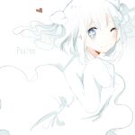  1girl ayinyin blue_eyes blush closed_mouth heart jellyfish jellyfish_girl looking_at_viewer one_eye_closed oounabara_to_wadanohara pulmo_(wadanohara) sketch sleeves_past_fingers sleeves_past_wrists smile solo sparkle twintails white_background white_hair 