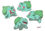  :d bright_pupils bulbasaur claws closed_eyes closed_mouth commentary_request fangs hijirino_yuuta multiple_views no_humans open_mouth pokemon pokemon_(creature) red_eyes simple_background smile tongue white_background white_pupils 