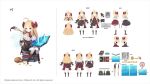  1girl a-pose ahoge artist_request book book_stack company_name copyright english_text eversoul highres korean_text manon_(eversoul) official_art reference_sheet sitting tagme third-party_source white_background 