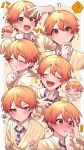  ... 6+boys absurdres blonde_hair blush cardigan closed_eyes closed_mouth collared_shirt commentary_request gradient_hair hand_on_own_chin highres kamiyama_high_school_uniform_(project_sekai) long_sleeves multicolored_hair multiple_boys necktie open_mouth orange_eyes orange_hair project_sekai renge_(rengehas) school_uniform shirt short_hair spoken_ellipsis star_(symbol) striped_necktie tenma_tsukasa translation_request yellow_cardigan 