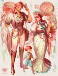  1girl 2boys absurdres blue_eyes family highres humanization jellyfish multiple_boys original ueno_kishi 