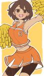 1girl absurdres cheerleader dark-skinned_female dark_skin doroidsan genderswap genderswap_(mtf) highres kel_(omori) omori orange_footwear orange_shorts pom_pom_(cheerleading) shorts solo