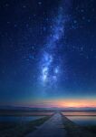  clouds commentary_request evening galaxy grass highres landscape milky_way mks mountain mountainous_horizon no_humans original outdoors rice_paddy road scenery sky star_(sky) starry_sky sunset vanishing_point 