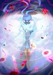  altaria animal_focus bird blurry commentary_request fluffy highres music musical_note no_humans open_mouth pokemon pokemon_(creature) signature singing solo talons uyumaru_art 