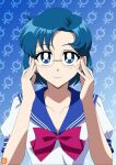 1girl adjusting_eyewear adjusting_glasses atelier_gons bishoujo_senshi_sailor_moon mizuno_ami smile