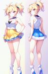 2girls ai-generated ass blonde_hair breasts full_body highres medium_breasts multiple_girls non-web_source siblings twins violet_eyes 