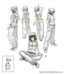  absurdres apoloniodraws beanie belt ben_10 black_eyes black_hair echo_echo_(ben_10) glasses gloves hat headphones highres midriff multiple_girls omnitrix personification shoes short_hair sneakers speaker sweater white_sweater 