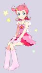  1girl comet_(comet-san) cosmic_baton_girl_comet-san crown dohae_(goodtiminganima) grey_background pink_hair pink_skirt skirt star_(symbol) 