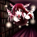  1girl bat_wings book head_wings highres koakuma library necktie touhou voile wings yume_shokunin 