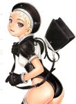  ass bag blonde_hair blue_eyes form_code gloves highres leather murata_renji purse range_murata scan short_hair 