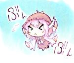  &gt;_&lt; animal_ears blurry chibi flapping hat jakkun jpeg_artifacts lasvegas mystia_lorelei pink_hair short_hair solo touhou 