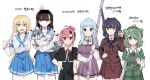  6+girls :3 :d :p ahoge an_sin animal aqua_eyes arm_at_side arm_up asymmetrical_bangs bangs_pinned_back beret black_dress black_hairband black_headband black_jacket black_ribbon black_wristband blonde_hair blue_eyes blue_flower blue_neckerchief blue_sailor_collar blue_skirt braid braided_bangs breast_pocket brown_headwear brown_ribbon buttons center_frills chizuru_(madoka_magica) clenched_hands closed_mouth collared_dress collared_shirt cone_hair_bun contemporary cowboy_shot cropped_jacket daitou_academy_school_uniform dog double_bun dress ebony_(madoka_magica) expressionless flower frilled_shirt frills green_eyes green_hair green_shirt green_skirt gunhild_(madoka_magica) hair_bun hair_flower hair_ornament hairband hand_on_own_hip hand_up hat headband heruka_(madoka_magica) highres holding holding_animal holding_sword holding_weapon jacket jewelry korean_text layered_sleeves long_hair long_sleeves magia_record:_mahou_shoujo_madoka_magica_gaiden mahou_shoujo_madoka_magica minaminagi_liberty_academy_school_uniform miniskirt mizuna_girls&#039;_academy_school_uniform mizuna_tsuyu multicolored_hair multiple_girls neck_ribbon neckerchief necklace necktie nihongami olga_(madoka_magica) open_mouth peter_pan_collar pink_eyes pink_hair plaid plaid_skirt pleated_skirt pocket ponytail puffy_short_sleeves puffy_sleeves purple_hair purple_ribbon purple_shirt purple_skirt red_eyes red_shirt red_skirt redhead ribbon ring sailor_collar sailor_shirt sankyouin_academy_school_uniform school_emblem school_uniform serafuku shirt shirt_under_shirt short_hair short_over_long_sleeves short_sleeves side_braids sidelocks simple_background skirt smile st._liliana&#039;s_academy_school_uniform streaked_hair striped_wristband sword tongue tongue_out twintails two-tone_hair undone_necktie v-shaped_eyebrows very_long_hair weapon white_background white_shirt white_sleeves wing_collar 
