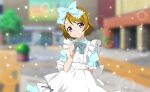 blush brown_hair dress koizumi_hanayo love_live!_school_idol_festival_2 love_live!_school_idol_project short_hair violet_eyes