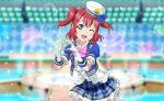 blush dress green_eyes kurosawa_ruby love_live!_school_idol_festival_2 love_live!_sunshine!! pink_hair short_hair smile wink