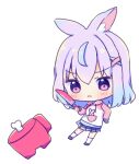 1girl :3 among_us animal_ear_fluff animal_ears blood blood_on_knife bone chibi hair_ornament hyogayome hyogayome_(artist) indie_virtual_youtuber kangaroo kangaroo_ears knife pale-skinned_female pale_skin purple_hair skirt two-tone_hair virtual_youtuber white_socks