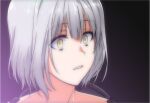  1girl choppy_bangs close-up girls_frontline grey_hair henshako rpk-16_(boss)_(girls&#039;_frontline) rpk-16_(girls&#039;_frontline) short_hair solo surprised upper_body yellow_eyes 