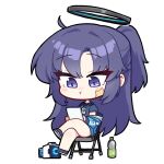  1girl blue_archive blue_eyes blue_hair chibi halo looking_at_viewer official_alternate_costume official_alternate_hairstyle ponytail simple_background solo white_background yanggaengwang yuuka_(blue_archive) yuuka_(track)_(blue_archive) 
