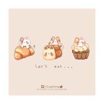  23yueliang :&lt; animal_ears blush bread cat cat_ears cat_tail cream croissant food highres muffin original simple_background stain tail whiskers 